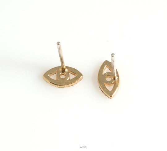 Evil Eye Stud Earrings in Matte Gold, Evil Eye Earrings / MMG-623-E