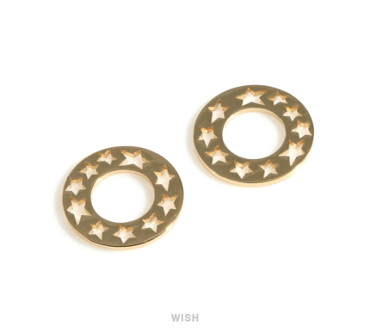 Milky Way Circle Pendants in Gold, Ten Stars in Circle Charms / MG-698-P