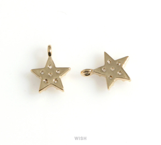 Cubic Zirconia Star Pendant in Gold, CZ Star Charm / CG-089-P