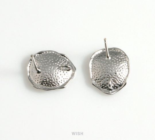 Hammered Concave Stud Earrings in Matte Rhodium, Hammered Concave Ear Studs / MMRH-597-E