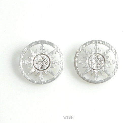 Compass Disc Pendants in Matte Gold, Compass Charm / MMG-431-P