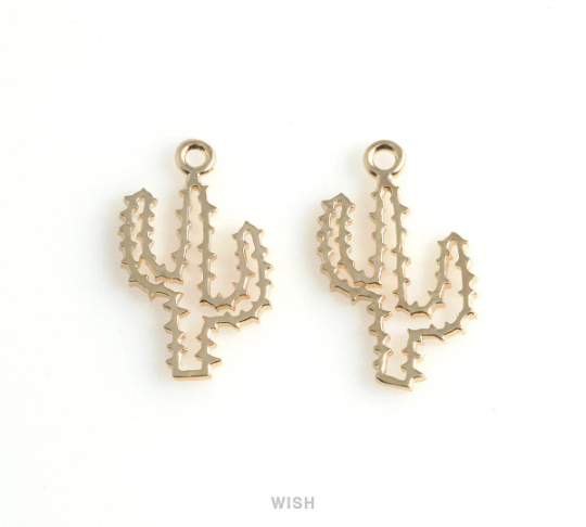 Cactus Pendant in Matte Rhodium, Cactus Charm / MMRH-456-P
