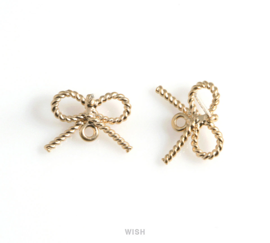 Ribbon Stud Earrings in Matte Gold, Ribbon Studs / MMG-579-E