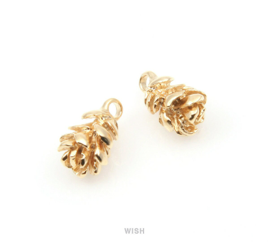 Pinecone Pendant in Matte Rhodium, Pine Cone Charm /MMRH-246-P