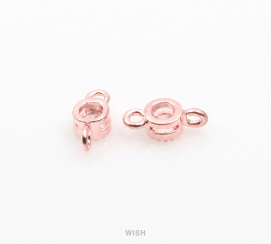Round Cubic Zirconia Connector in Rose Gold, Round Shape Cubic Zirconia / CRG-047-P