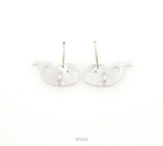 Whale Stud Earrings in Matte Rhodium, Whale Earposts /MMRH-104-E