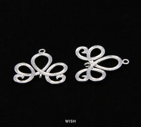 Lotus Connectors in Matte Rhodium, Lotus Emblem Charms / MMRH-115-P