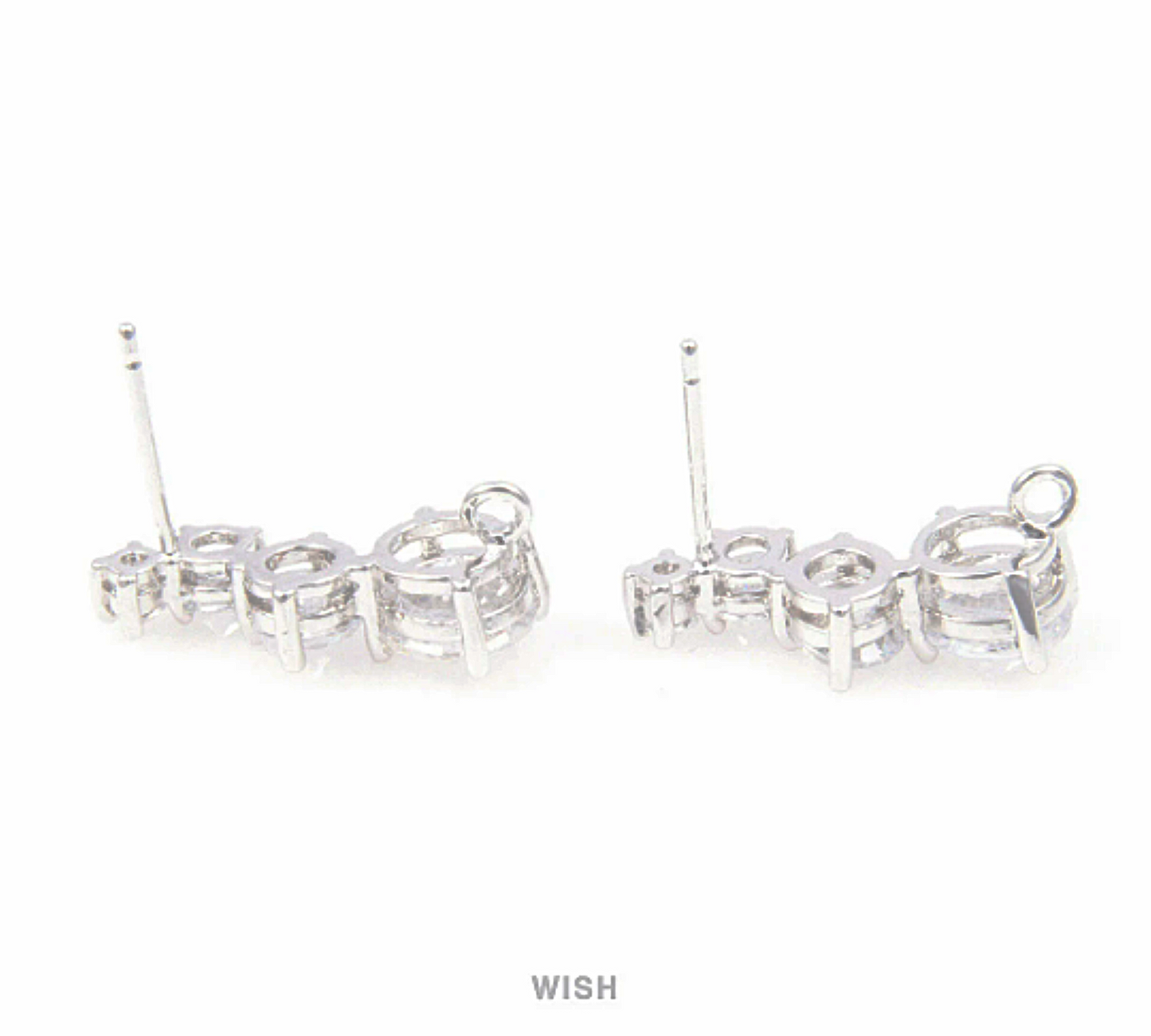 4 Round Cubic Zirconia Stud Earrings in Rhodium, Cubic Zirconia Ear Stud /CRH-025-E