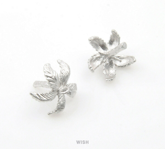 Palm Tree Pendant in Matte Rhodium, Palm Tree Charm /MMRH-320-P