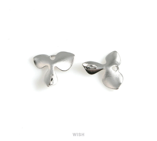 Orchid Flower Leaf Connectors in Matte Rhodium, Bottom Orchid Leaf / MMRH-071-C