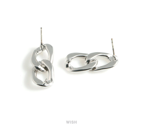 Chain Stud Earrings in Matte Rhodium, Chain Studs / MMRH-478-E