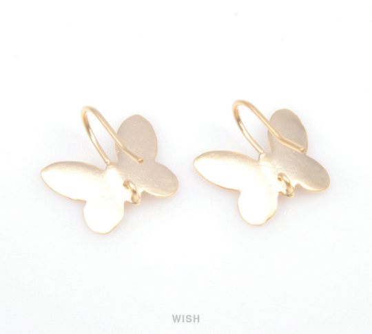 Butterfly Hook Earrings in Matte Gold, Butterfly Ear Hook /  MMG-099-E