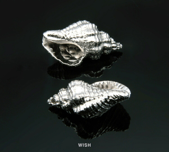 Seashell Pendant in Matte Rhodium, Seashell Necklace Charm /MMG-214-P