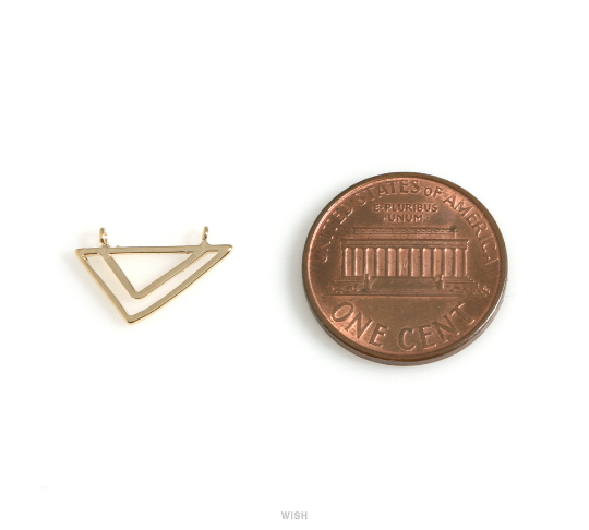 Double Triangle Charm in Gold, Open Triangle Necklace Pendants / MG-627-P