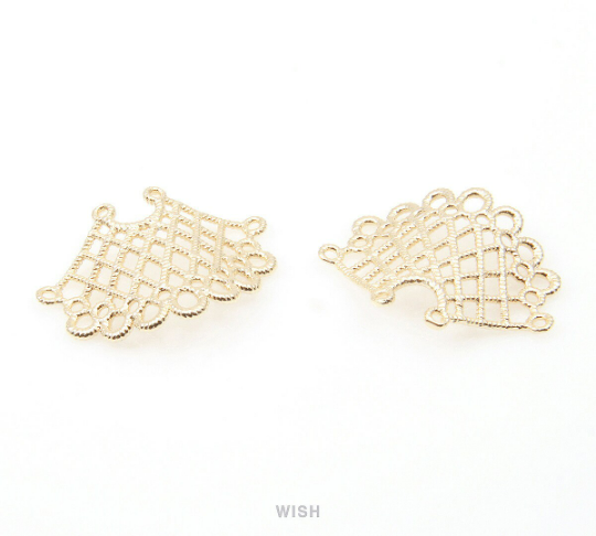 Lace Frill Pendants in Gold, Lace Charms / MG-023-P