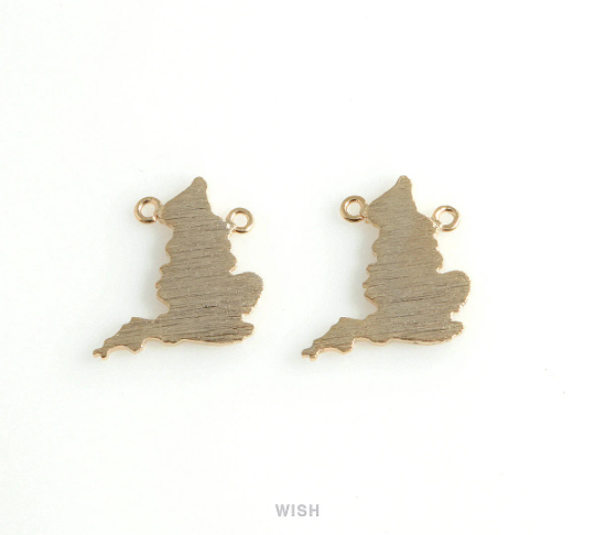 England Map Pendants in Matte Rhodium, United Kingdom Map Charm / MMRH-452-P