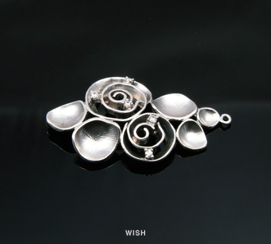 Rose Bouquet Connectors in Matte Rhodium, Rose Charms / MMRH-056-C
