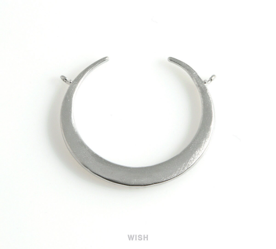Crescent Shape Necklace Charm in Matte Rhodium / MMRH-477-P