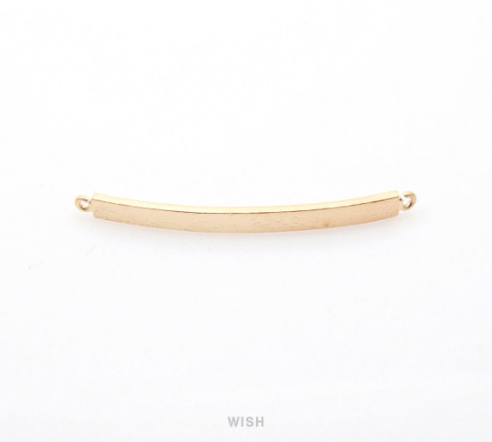 Curved Bar Pendant in Matte Rhodium, Curved Bar Charm / MMRH-263-P