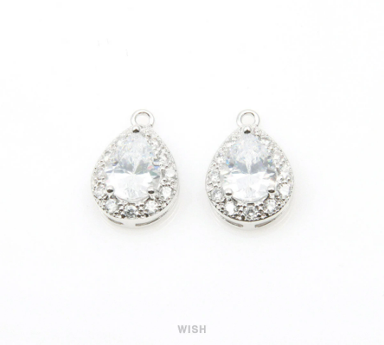 Teardrop Cubic Zirconia Pendants in Rose Gold, 12 Sub Cubic Zirconia /  CRG-004-P