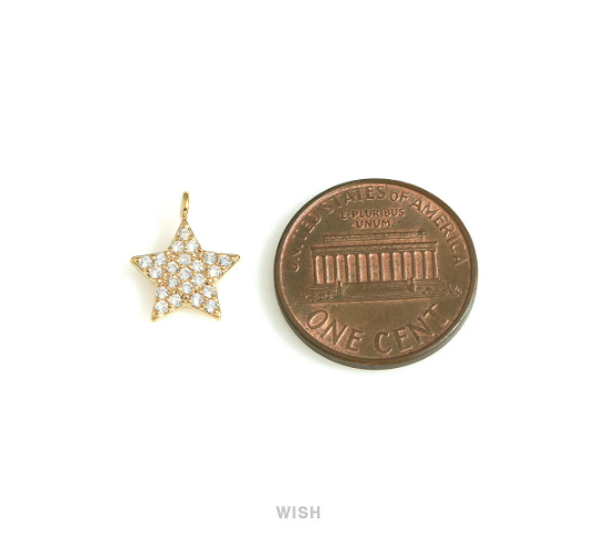 Star Cubic Zirconia Charms in Rhodium, Star Pendants with 22 Rhinestones/ MRH-722-P