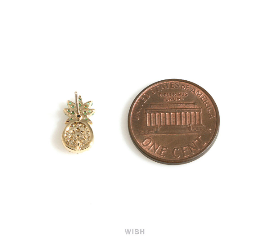 Cubic Zirconia Pineapple Stud Earrings in Rhodium, Pineapple Stud Earrings / MRH-699-E