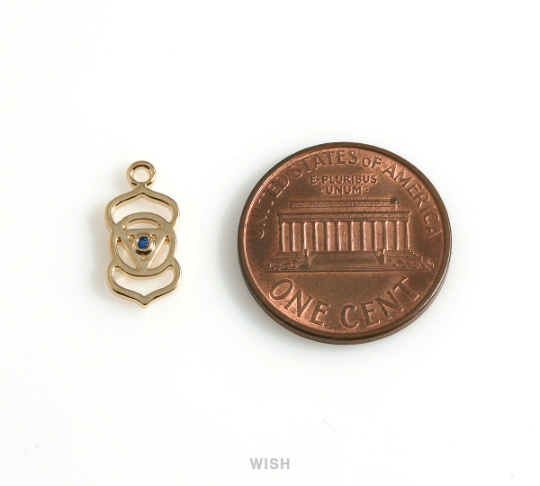 Third Eye Chakra with CZ Pendants in Rhodium, The 6th Chakra Charm / MRH-498-P