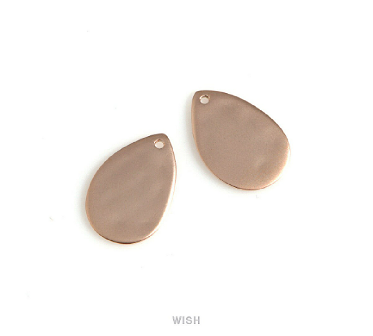 Small Hammered Drop Charm in Matte Rose Gold, Hammered Teardrop Pendants / MMRG-631-P