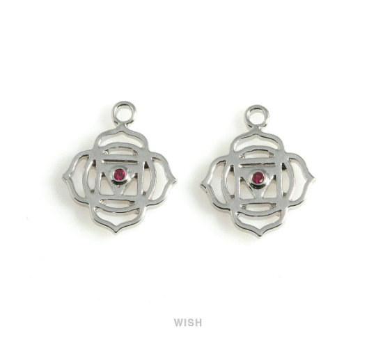 Root Chakra with CZ Pendants in Gold, The 1st Chakra Charm / MG-493-P