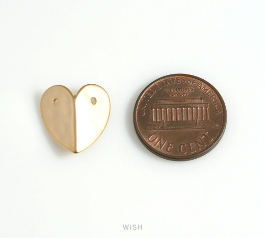 Hammered Heart Pendants in Matte Rhodium, Hammered Heart Charms / MMRH-664-P