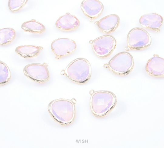 Violet Opal Faceted Glass Drop Charm in Gold, Violet Opal Charms / GVOG-036-P