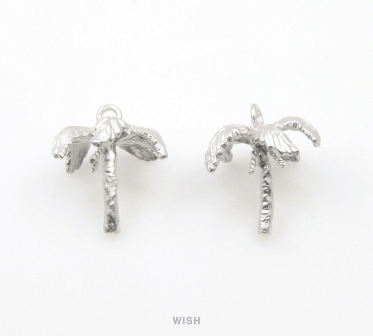 Palm Tree Pendant in Matte Gold, Palm Tree Charm / MMG-320-P