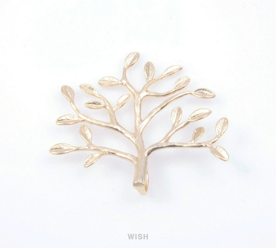 Leaves and Branch Pendants in Matte Rhodium, Branch Tree Charms / MMRH-110-P