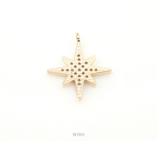 North Star Charm with CZ in Rhodium, CZ Polaris Pendant / CRH-043-P