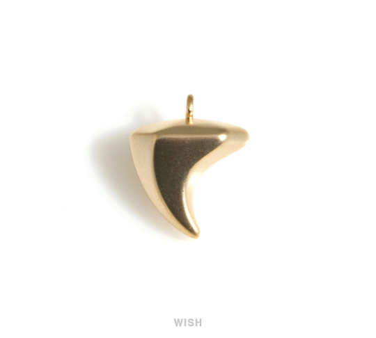 Tooth Shape Pendants in Matte Gold, Tooth Shape Charms / MMG-693-P