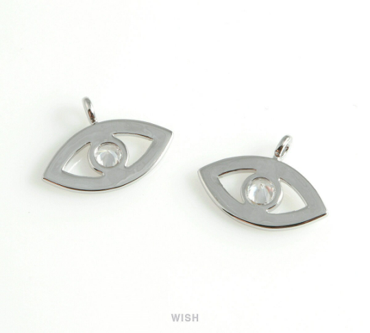 Cubic Zirconia Evil Eye Pendants in Rose Gold, CZ Evil Eye Charm  / CRG-066-P