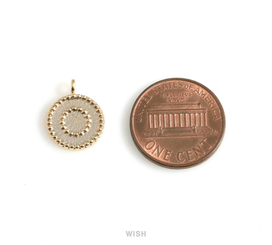 Textured Disc Pendants in Matte Rhodium, Textured Coin Charm / MMRH-527-P