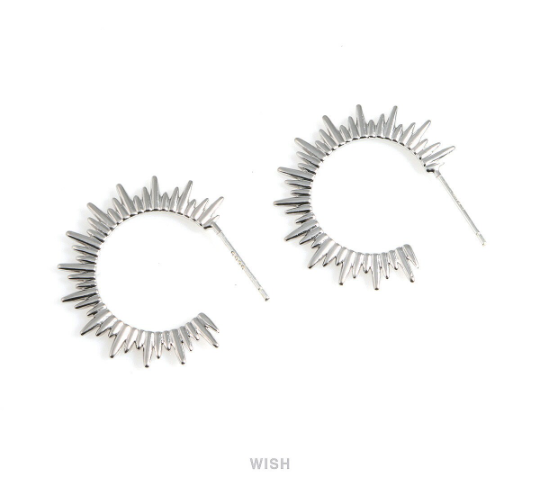 Sun Stud Earrings in Matte Rhodium, The Sun Ear Studs / MMRH-521-E