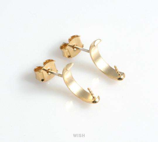 Semicircle Stud Earrings in Matte Rhodium, Semicircle Ear Studs / MMRH-551-E