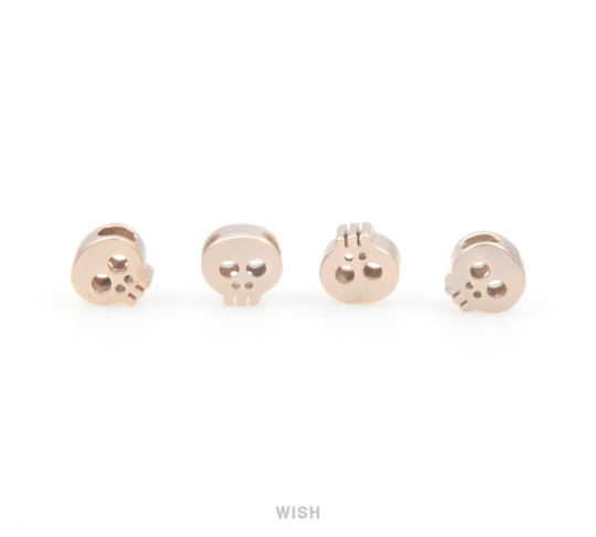 Small Skull in Rhodium, Skull Beads / MRH-038-B