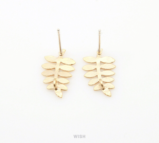 Leaves and Branch Stud Earrings in Matt Rhodium, Branch Ear Post / MMRH-240-E