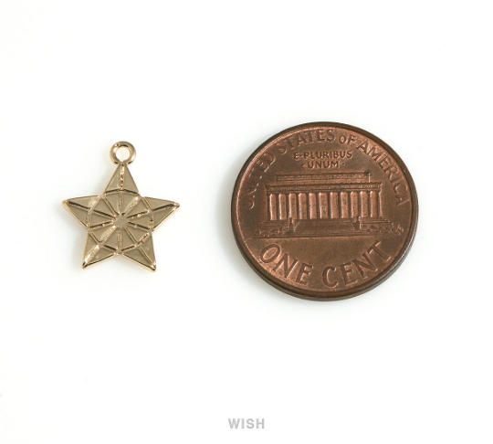 Textured Star Charm in Rhodium, Star Pendant / MMRH-689-P