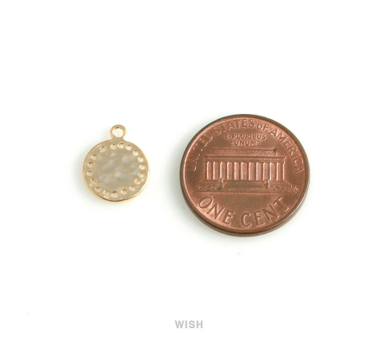 Hammered Disc Pendants in Matte Rhodium, Hammered Coin Charm / MMRH-448-P