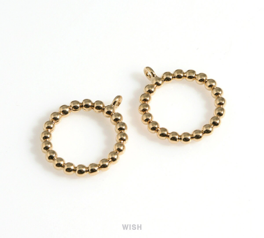 Tiny Ball Circle Charm in Gold, Gold Circle Pendants / MG-639-P