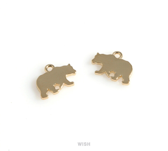 Bear Pendant in Gold, Gold Bear Charm / MG-546-P