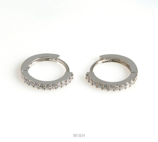 Cubic Zirconia Clip Hoop Earrings in Rose Gold, 10 CZ Hoop Earrings / CRG-083-E