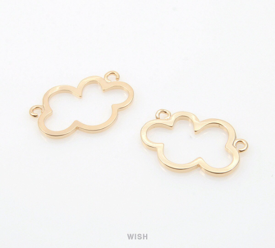 Open Cloud Pendants in Rhodium, Cloud Outline Necklace Charms / MRH-323-P