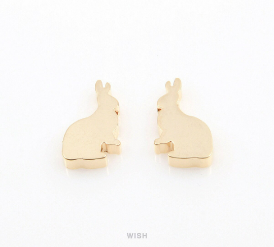 Rabbit Beads Pendants in Rhodium, Bunny Beads / MRH-080-B