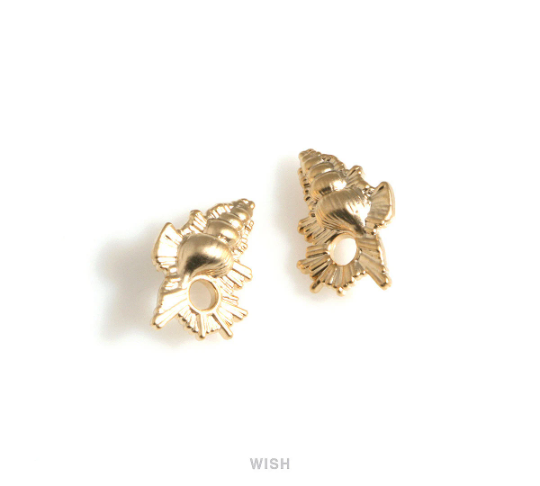 Seashell Pendants in Matte Rhodium, Dainty Seashell Charms / MMRH-702-P