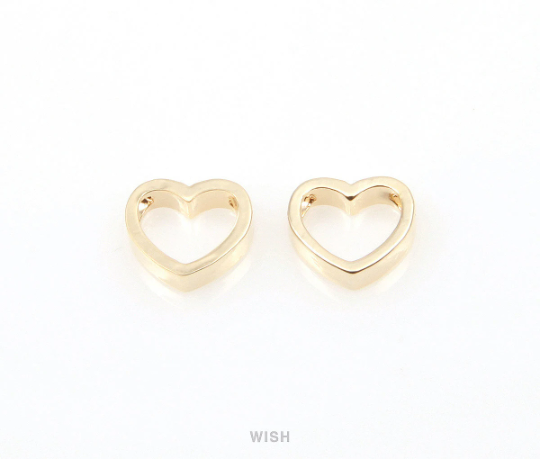 Open Heart Charm in Rhodium, Heart Outline Charm / Silver / MRH-292-P